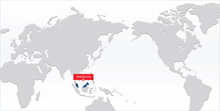 World map showing Malaysia